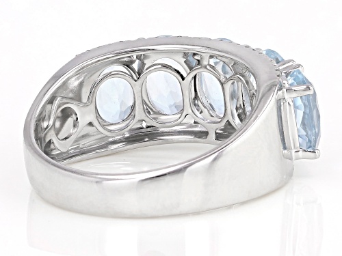 3.50ctw Oval Aquamarine With 0.13ctw Round White Diamond Rhodium Over 14k White Gold Ring - Size 5