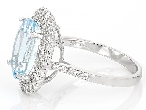 4.50ct Aquamarine With 0.55ctw White Diamond Rhodium Over 14k White Gold Ring - Size 7