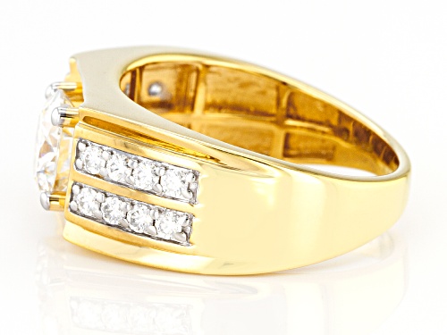 MOISSANITE FIRE(R) 2.38CTW DEW 14K YELLOW GOLD OVER STERLING SILVER MENS RING - Size 12