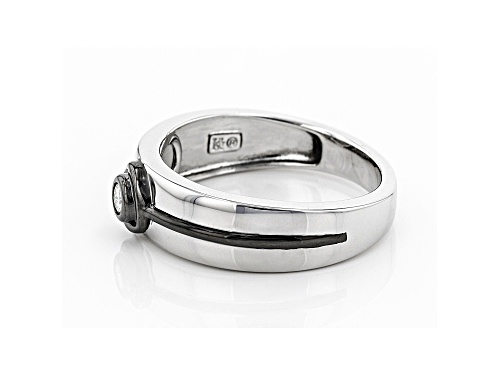 MOISSANITE FIRE(R) .10CT DEW ROUND BRILLIANT CUT PLATINEVE(R) AND BLACK RHODIUM MENS RING - Size 11