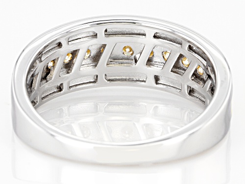 MOISSANITE FIRE(R) .45CTW DEW ROUND PLATINEVE(R) AND 14K YELLOW GOLD OVER PLATINEVE MENS RING - Size 11