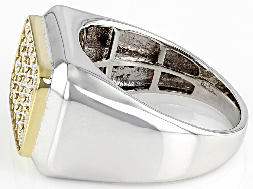MOISSANITE FIRE(R) 1.44CTW DEW ROUND PLATINEVE(R) AND 14K YELLOW GOLD OVER PLATINEVE MENS RING - Size 11
