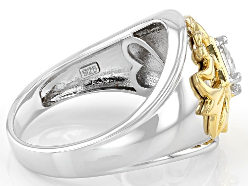 MOISSANITE FIRE(R).80CT DEW BRILLIANT CUT PLATINEVE(R) & 14K YELLOW GOLD OVER SILVER MENS RING - Size 12