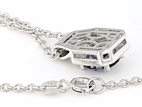 MOISSANITE FIRE® AND BLUE MOISSANITE 3.84CTW DEW ROUND PLATINEVE® MENS PENDANT AND CABLE CHAIN