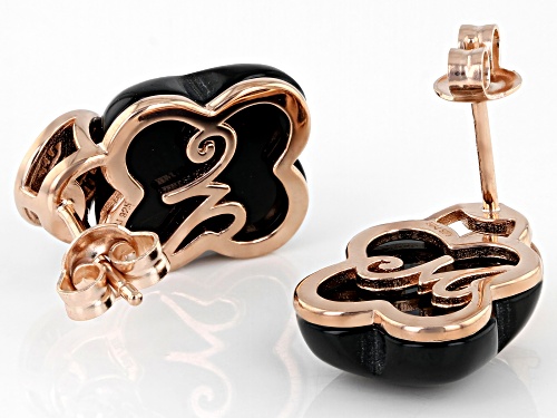 Máiréad Nesbitt™ Black Onyx 18K Rose Gold Over Sterling Silver Clover Earrings