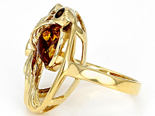 Máiréad Nesbitt™ 10mm Amber & 0.49ctw Smoky Quartz 18K Yellow Gold Over Silver Tree Of Life Ring - Size 8