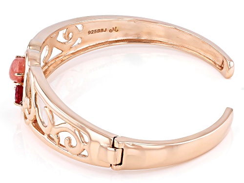 Máiréad Nesbitt™ 9x7mm Rhodochrosite & 1.00ct Lab Ruby 18K Rose Gold Over Silver Cuff Bracelet - Size 8