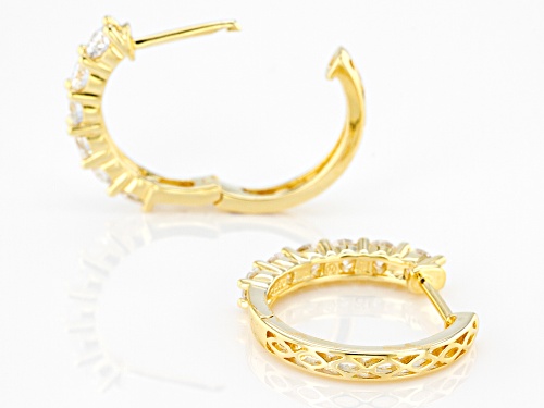 MOISSANITE FIRE® 1.56CTW DIAMOND EQUIVALENT WEIGHT ROUND 14K YELLOW GOLD OVER SILVER HOOP EARRINGS