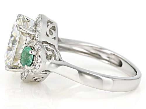 MOISSANITE FIRE(R) 5.13CTW DEW AND ZAMBIAN EMERALD PLATINEVE(R) RING - Size 7