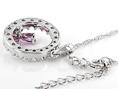 MOISSANITE FIRE(R) 1.10CTW DEW AND .76CTW PINK SAPPHIRE PLATINEVE(R) PENDANT WITH CHAIN