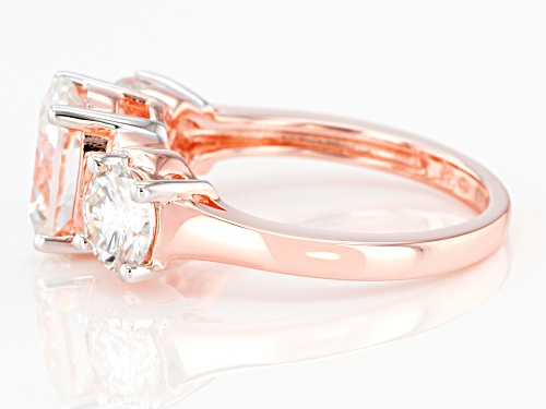 MOISSANITE FIRE(R) 3.30CTW DEW OVAL AND ROUND 14K ROSE GOLD OVER SILVER RING - Size 9