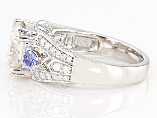 MOISSANITE FIRE(R) 3.80CTW DEW AND TANZANITE PLATINEVE(R) RING - Size 9