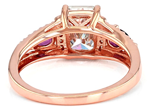 MOISSANITE FIRE(R) 2.14CTW DEW AND GRAPE COLOR GARNET 14K ROSE GOLD OVER SILVER RING - Size 9
