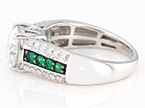 MOISSANITE FIRE(R) 2.14CTW DEW AND ZAMBIAN EMERALD PLATINEVE(R) RING - Size 11