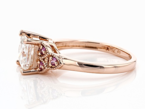 MOISSANITE FIRE(R) 1.70CT DEW AND PINK SAPPHIRE 14K ROSE GOLD OVER SILVER RING - Size 11