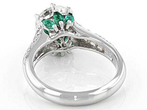 MOISSANITE FIRE(R) 2.38CTW DEW AND ZAMBIAN EMERALD PLATINEVE(R) RING - Size 8