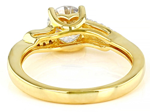 MOISSANITE FIRE(R) 1.08CTW DEW ROUND 14K YELLOW GOLD OVER SILVER RING - Size 10