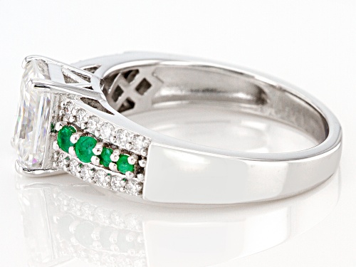 Moissanite Fire® 2.04ctw Dew and Zambian Emerald Platineve® Ring - Size 11