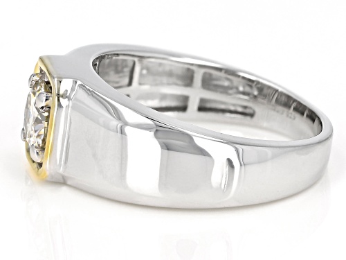 MOISSANITE FIRE(R) CANDLELIGHT 1.00CT DEW  PLATINEVE(R) AND 14K YELLOW GOLD OVER PLATINEVE MENS RING - Size 10