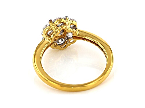 MOISSANITE FIRE(R) 1.12CTW DEW ROUND 14K YELLOW GOLD OVER SILVER RING - Size 6