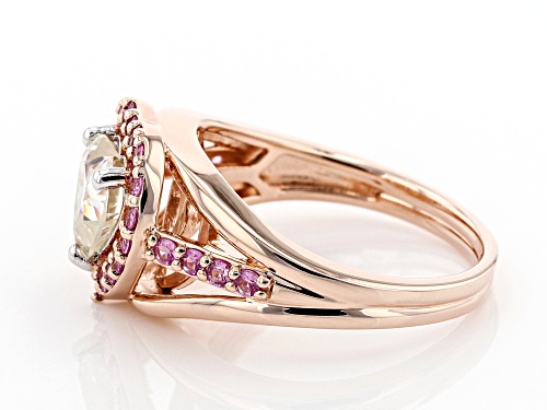 MOISSANITE FIRE(R) 1.20CT DEW AND PINK SAPPHIRE 14K ROSE GOLD OVER SILVER RING - Size 11
