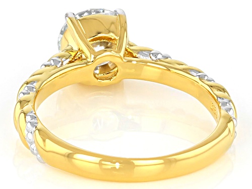 MOISSANITE FIRE(R) 1.20CT DEW ROUND 14K YELLOW GOLD AND WHITE RHODIUM OVER SILVER RING - Size 6