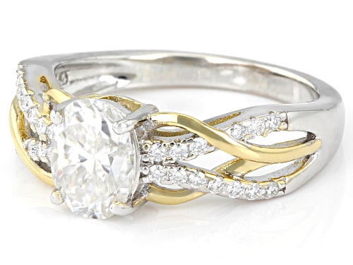 MOISSANITE FIRE(R) 1.76CTW DEW PLATINEVE(R) & 14K YELLOW GOLD OVER PLATINEVE TWO-TONE RING - Size 8