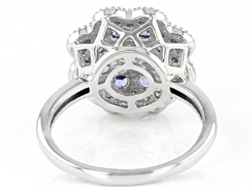 MOISSANITE FIRE(R) .74CTW DEW AND TANZANITE PLATINEVE(TM) RING - Size 11