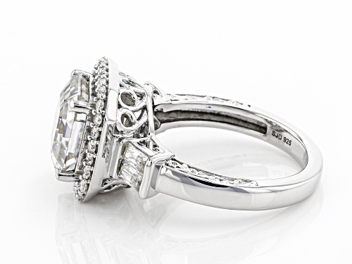 MOISSANITE FIRE(R) 5.29CTW DEW ASSCHER & BAGUETTE & ROUND PLATINEVE(R) RING - Size 5