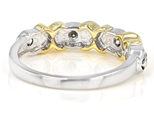 MOISSANITE FIRE(R) .40CTW DEW ROUND  PLATINEVE(R) AND 14K YELLOW GOLD OVER SILVER RING - Size 6