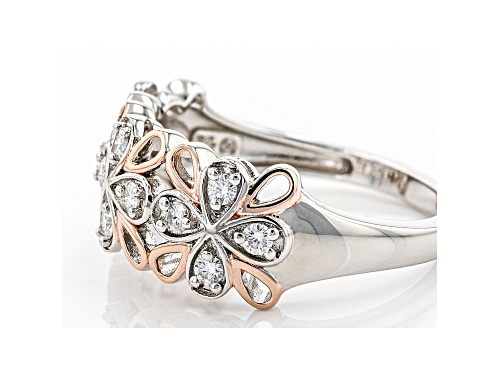 MOISSANITE FIRE(R) .36CTW DEW ROUND PLATINEVE(R) AND 14K ROSE GOLD OVER SILVER  RING - Size 7