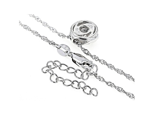 MOISSANITE FIRE® .60CT DEW ROUND PLATINEVE® LOVE KNOT PENDANT AND SINGAPORE CHAIN