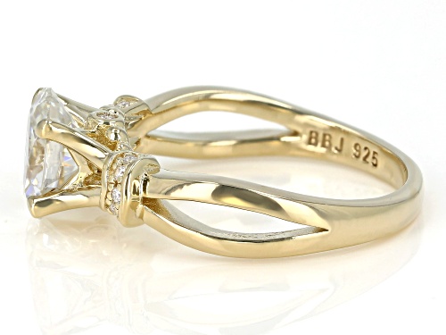 MOISSANITE FIRE(R) 1.62CTW DEW OVAL & ROUND 14K YELLOW GOLD OVER STERLING SILVER RING - Size 6