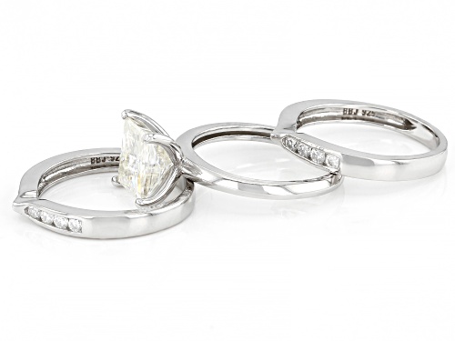 MOISSANITE FIRE(R) 2.98CTW DEW SQUARE BRILLIANT AND ROUND PLATINEVE(R) RING WITH TWO BANDS - Size 8