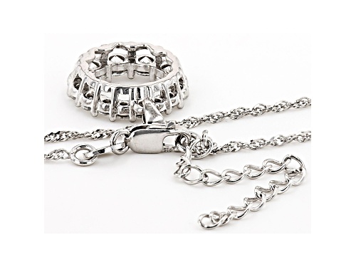 MOISSANITE FIRE(R) 1.09CTW DEW ROUND PLATINEVE(R) CIRCLE PENDANT & SINGAPORE CHAIN