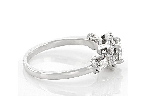MOISSANITE FIRE(R) 1.24CTW DEW ROUND AND BAGUETTE PLATINEVE(R) RING - Size 6