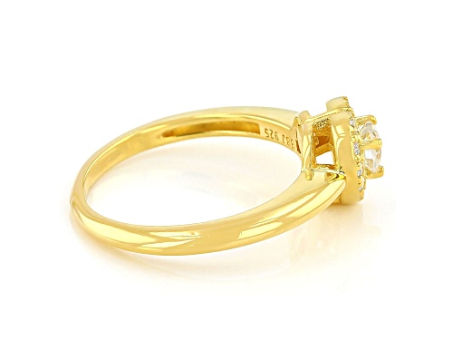 MOISSANITE FIRE(R) .35CTW DEW HEART SHAPE  & ROUND 14K YELLOW GOLD OVER SILVER RING - Size 8