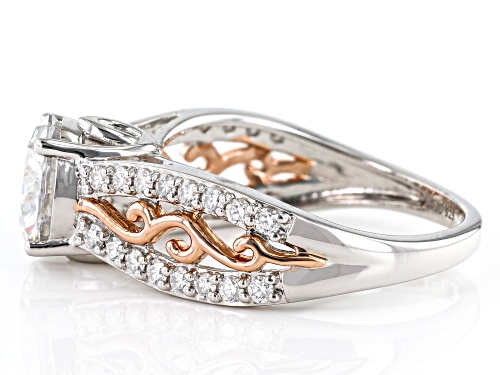 MOISSANITE FIRE(R) 2.54CTW DEW ROUND PLATINEVE(R) & 14K ROSE GOLD OVER SILVER RING - Size 6