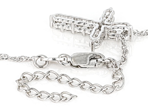 MOISSANITE FIRE® .55CTW DEW ROUND PLATINEVE® CROSS PENDANT & SINGAPORE CHAIN