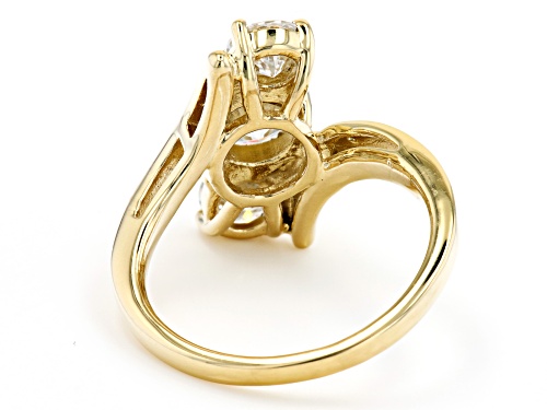 MOISSANITE FIRE(R) 2.20CTW DEW ROUND 14K YELLOW GOLD OVER SILVER 3 STONE RING - Size 6