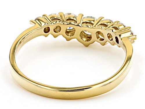 MOISSANITE FIRE(R) .54CTW DEW ROUND 14K YELLOW GOLD OVER SILVER CHEVRON RING - Size 6