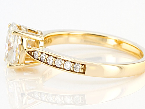 MOISSANITE FIRE(R) 1.74CTW DEW OVAL & ROUND 14K YELLOW GOLD OVER STERLING SILVER RING - Size 9