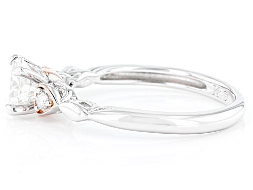 MOISSANITE FIRE(R) .86CTW DEW ROUND PLATINEIVE(R) & 14K ROSE GOLD OVER SILVER PROMISE RING - Size 9