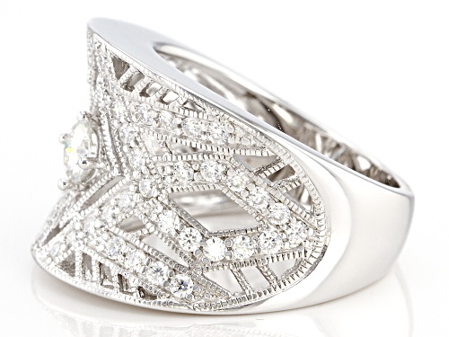 MOISSANITE FIRE(R) .83CTW DEW ROUND PLATINEVE(R) COCKTAIL RING - Size 6