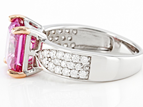 MOISSANITE FIRE(R) & PINK MOISSANITE 3.54CTW DEW PRINCESS CUT & ROUND PLATINEVE(R) RING - Size 6