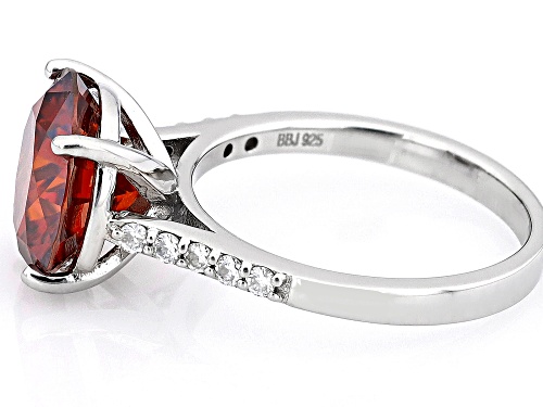 MOISSANITE FIRE(R) & RED MOISSANITE 4.95CTW DEW ROUND PLATINEVE(R) RING - Size 7