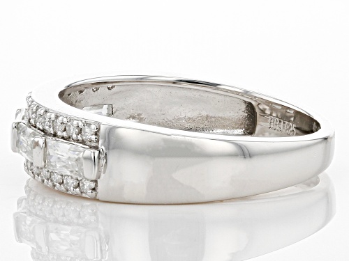 MOISSANITE FIRE(R) .75CTW DEW BAGUETTE & ROUND PLATINEVE(R) RING - Size 6