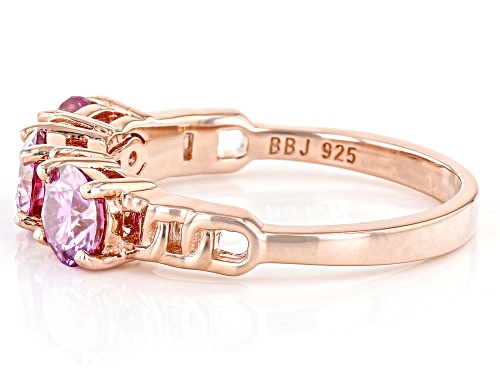 MOISSANITE FIRE(R) & PINK MOISSANITE 1.56CTW DEW ROUND 14K ROSE GOLD OVER SILVER  RING - Size 6