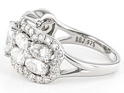 MOISSANITE FIRE(R) 3.42CTW DEW OVAL & ROUND PLATINEVE(R) RING - Size 6