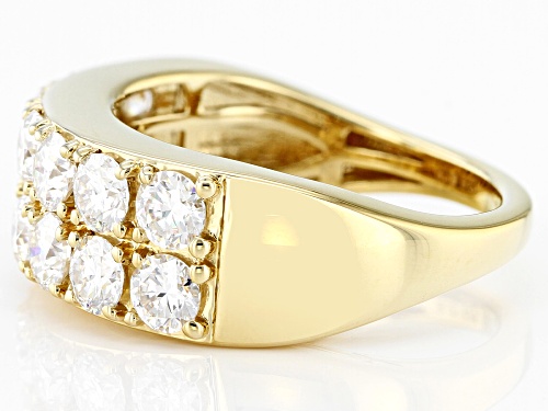 MOISSANITE FIRE(R) 2.24CTW DEW ROUND 14K YELLOW GOLD OVER SILVER RING - Size 9